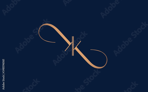 Female symetric monogram KK for a beauty center. Logo vector linear initials K. Emblem design on white background. Lettering business logotype.