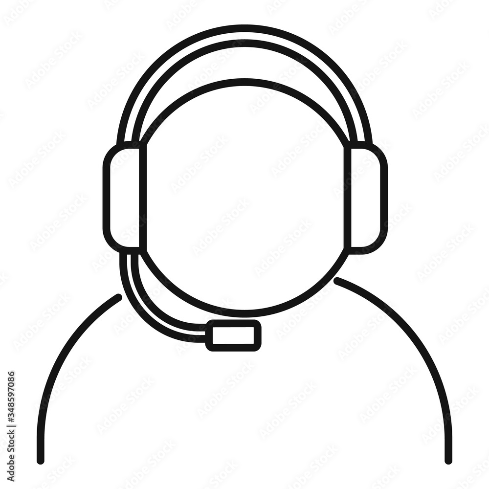Call center worker icon. Outline call center worker vector icon for web design isolated on white background Call center worker icon. Outline call center worker vector icon for web design isolated on white background