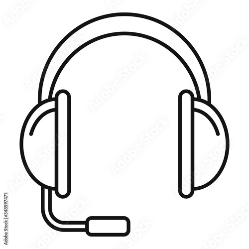 Headset icon. Outline headset vector icon for web design isolated on white background