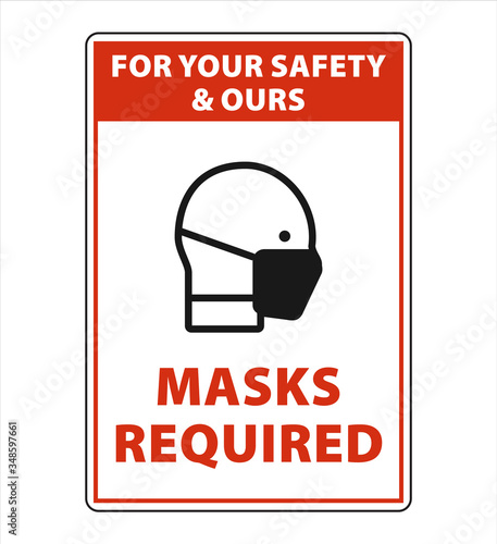 face mask required sign label vector to prevent the spread of virus