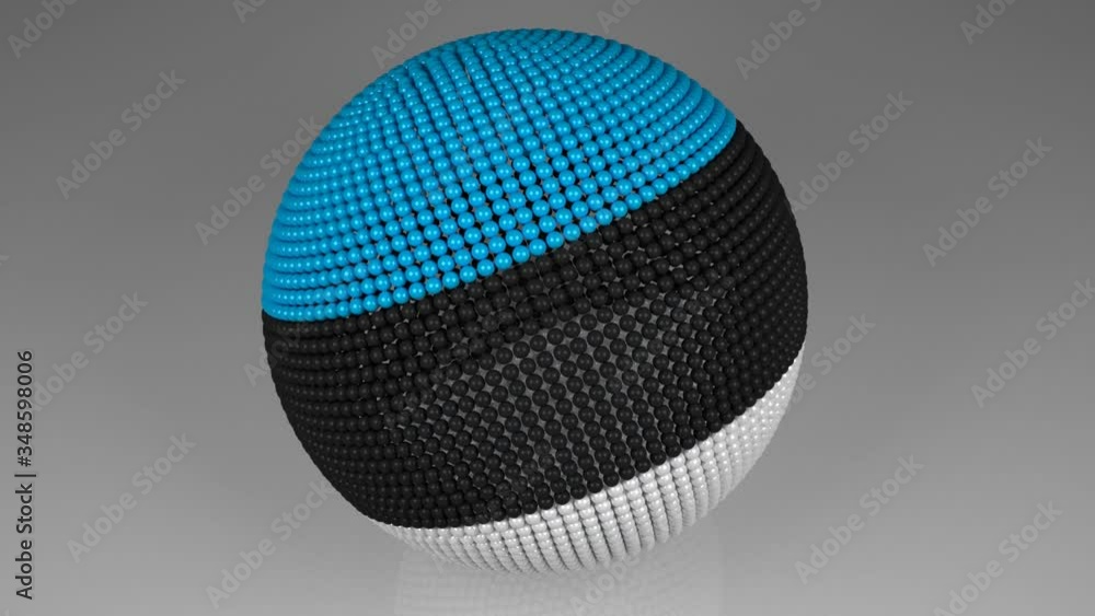 Flag of the Republic of Estonia - Europe. 3D mosaic of little spheres tiled into a colored ball. A number of 4101 little spheres are accurately inserted into the ball. The ball rotate around two axis Flag of the Republic of Estonia - Europe. 3D mosaic of little spheres tiled into a colored ball. A number of 4101 little spheres are accurately inserted into the ball. The ball rotate around two axis