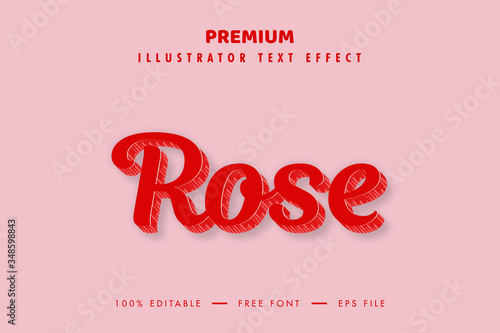 Rose 3d Text Effect and Editable Font Design. 