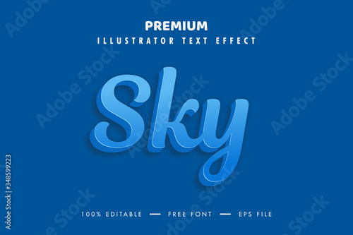 Sky 3d Text Effect and Editable Text Style.
