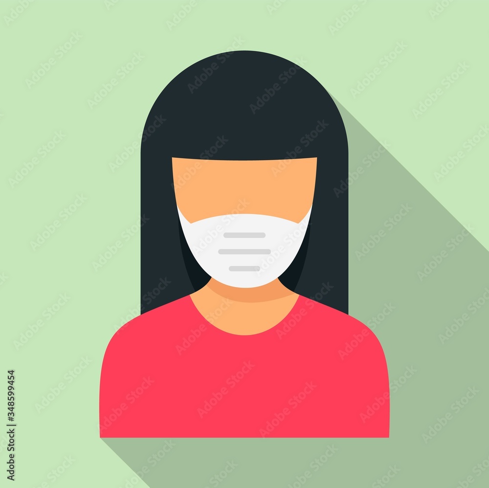 Woman protect mask icon. Flat illustration of woman protect mask vector icon for web design Woman protect mask icon. Flat illustration of woman protect mask vector icon for web design