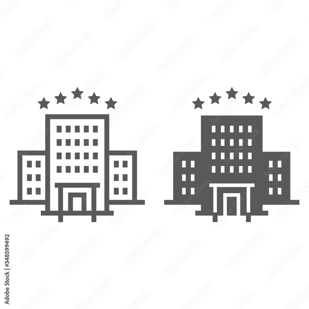 Hotel line and glyph icon, tourism and travel, hotel sign vector graphics, a linear icon on a white background, eps 10.
