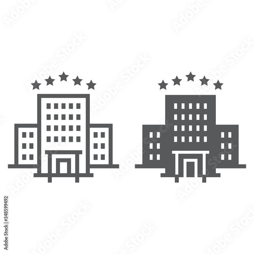 Hotel line and glyph icon, tourism and travel, hotel sign vector graphics, a linear icon on a white background, eps 10.