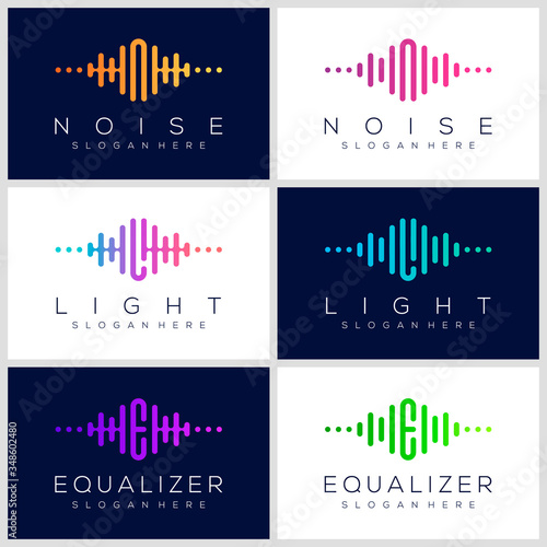 Monogram creative logo design template with pulse element.