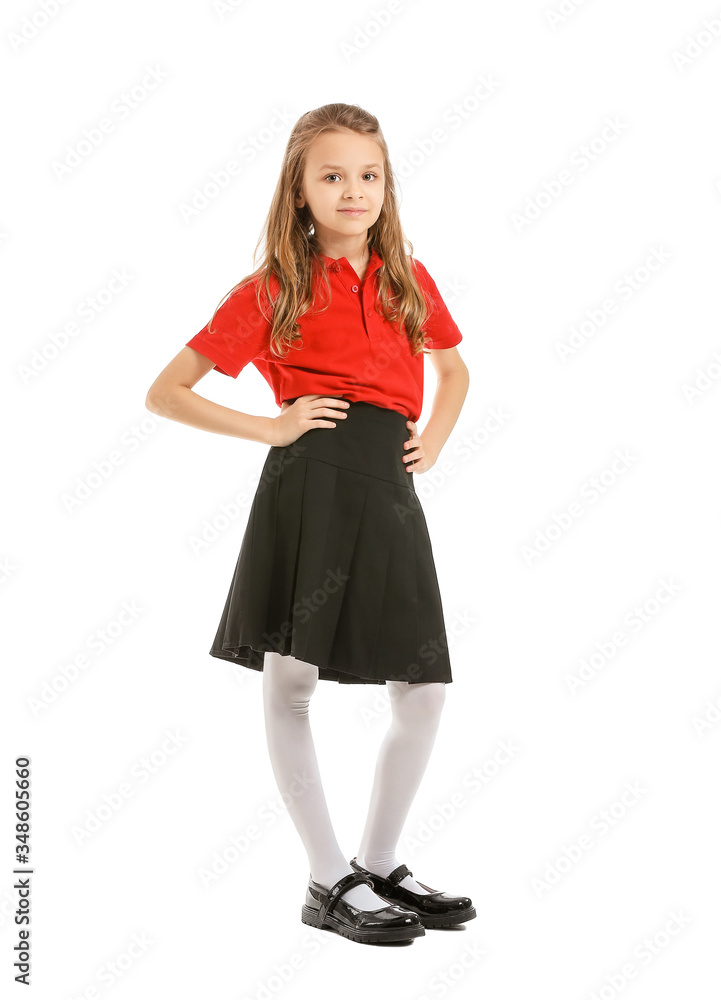 Cute little pupil on white background Cute little pupil on white background