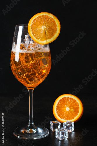 orange lemonade citrus, ice drink beverage soda Menu concept. food background. top view copy space for text