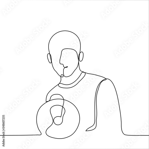 Silhouette of a man holding a loudspeaker. The concept of announcement, warning, oratory, eloquence, loud statement, publicity