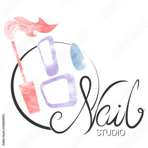 Nails manicure care and painting symbol for business stylist