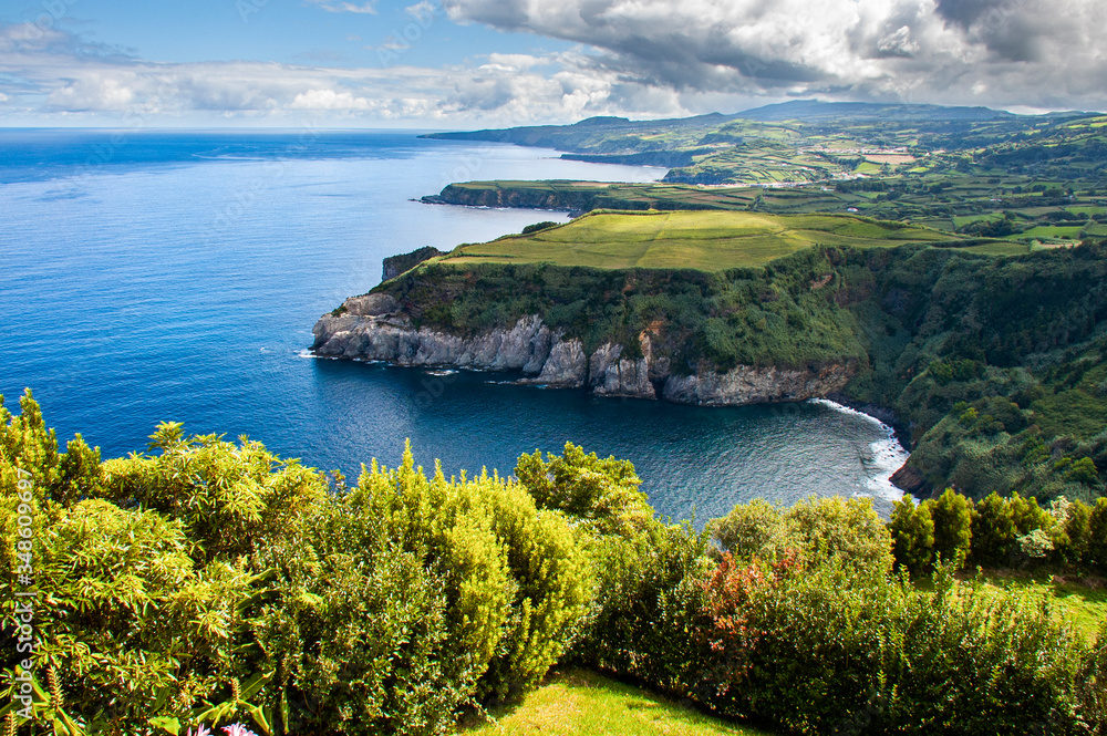 Beautiful coastal view of Miradouro de Santa Iria, Porto Formoso, Ribeira Grande, Sao Miguel, Azores, Portugal