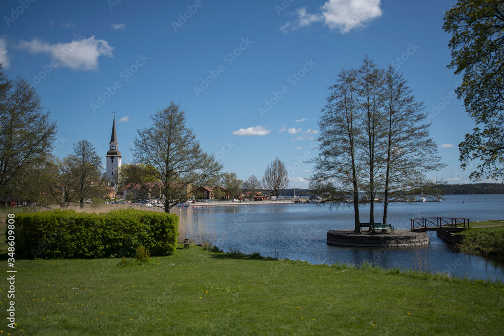 Fototapeta premium View over the inner bay of the district Mariefred south of Stockholm