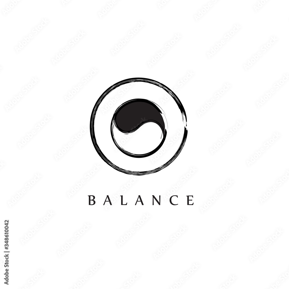 simple abstract logo design of yin yang symbol with circular brush ...