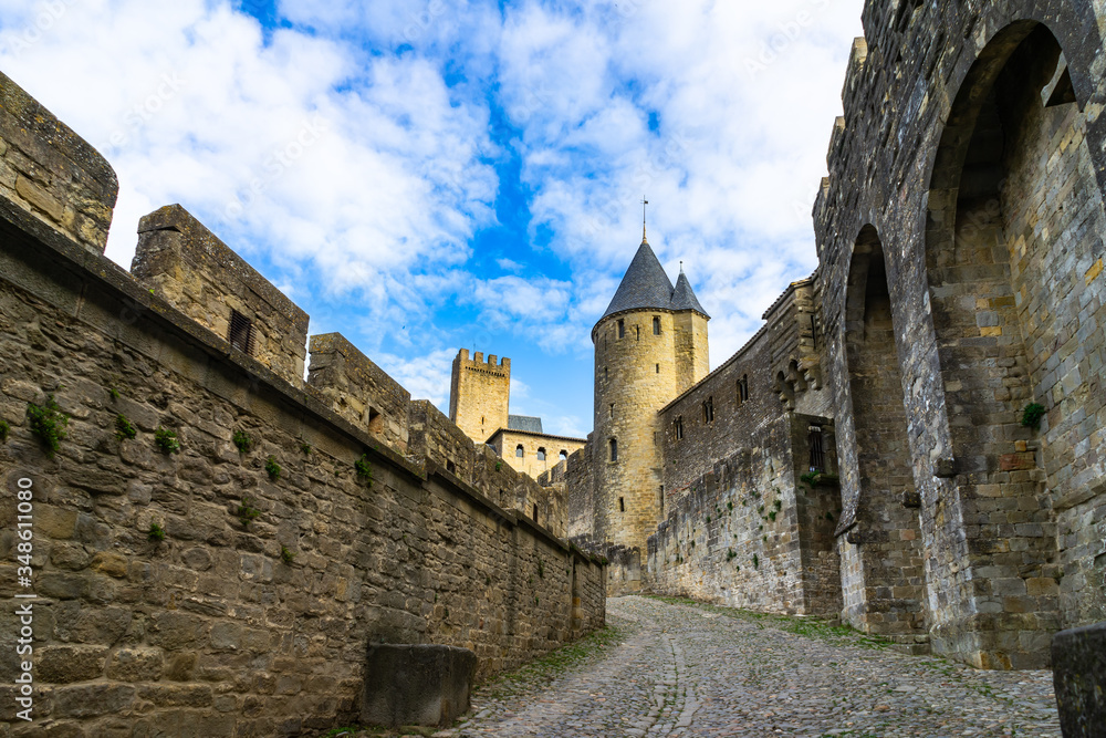 Fortified medieval city of Carcassonne in France. Fortified medieval city of Carcassonne in France.
