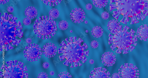 3D render microscopic view of respiratory coronavirus 2020, covid-19