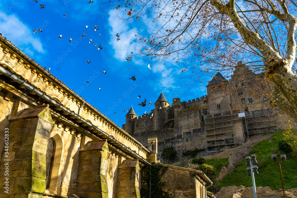 Obraz premium Fortified medieval city of Carcassonne in France.