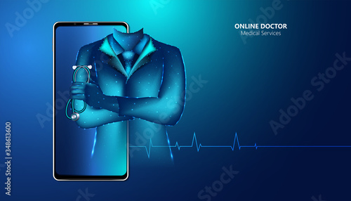 Abstract Online Doctor & Medical Services concept The current health care industry that has access to the internet And the online world Helping people gain access to treatment. Online.