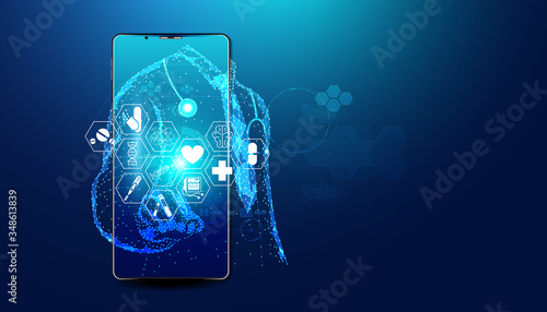 Abstract Online Doctor & Medical Services concept The current health care industry that has access to the internet And the online world Helping people gain access to treatment. Online.