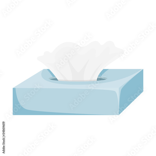 Paper tissues blue box. Vector illustration.