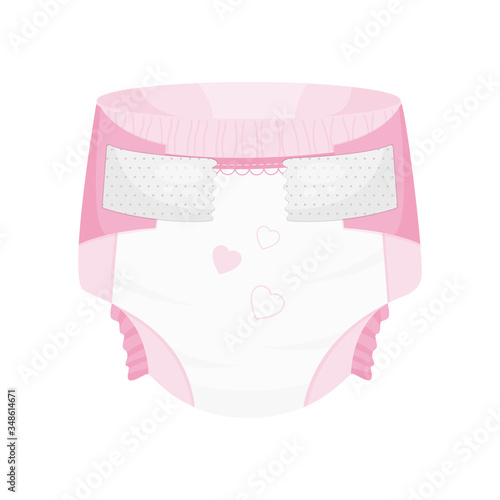 Nursery baby pink diaper .Vector illustration.