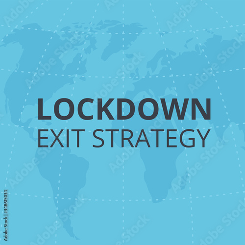 Lockdown exit strategy. Quarantine end, self isolation exit. People, coronavirus. Lifting lockdown plan. Air planes flying on world map with coordinates. Covid pandemic, aviation crisis. Flat vector.