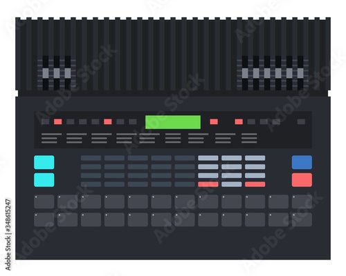Electronic musical instrument drum machine Musician flat icon vector isolated.
