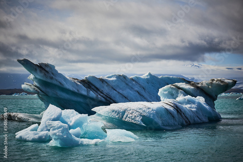 Beautiful blue iceberg in the Jokulsarlon lagoon, Iceland