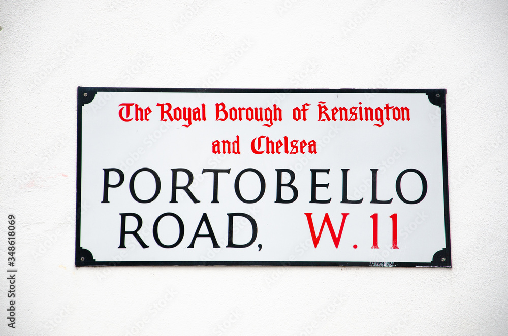London Street Sign, Portobello Road, Borough of Kensington and Chelsea
