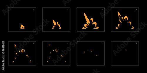 Dust explosion effect. Explosion Animation effect. Animation Sprite sheet for games, cartoon or animation. vector style animation effect 1009.