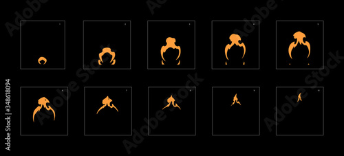 Dust explosion effect. Explosion Animation effect. Animation Sprite sheet for games, cartoon or animation. vector style animation effect 1021.
