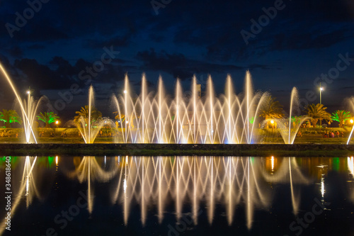 Singing and dancing fountains are considered the number one attraction in the city and attract tourists from all over Batumi. Adjara Autonomous Republic, Georgia, Eurasia. Festive mood. photo