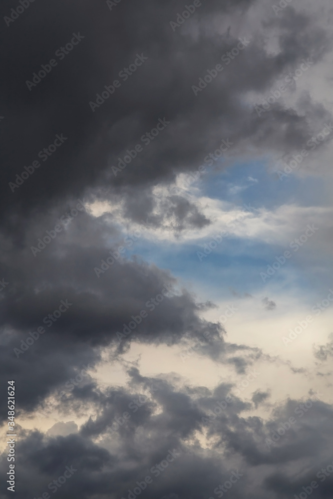Heaven, Epic Dramatic Storm sky, dark grey white fluffy cumulus clouds background texture, thunderstorm