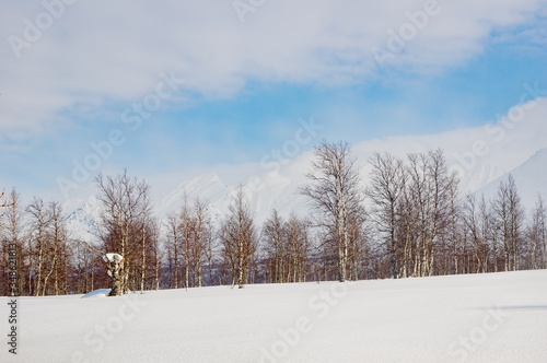 Winter hike in the Ural mountains. The beauty of the mountains.