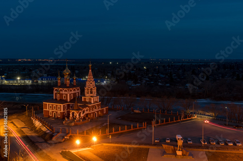 the Orthodox Church in the city at night