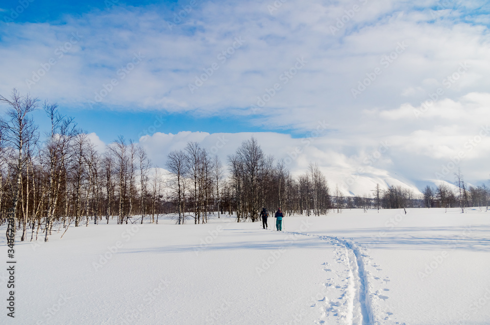 Winter hike in the Ural mountains. The beauty of the mountains.