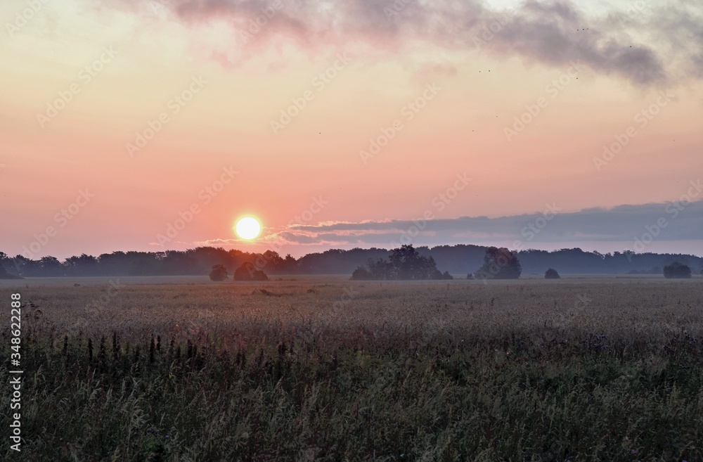 Stunning sunrise over a field near the Baltic Sea. Estonia. Stunning sunrise over a field near the Baltic Sea. Estonia.