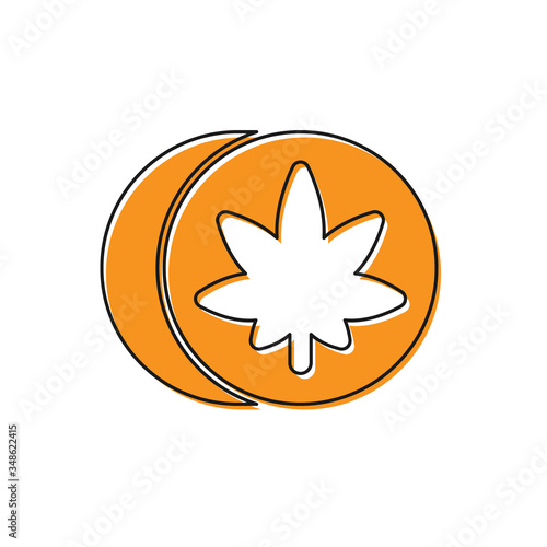 Orange Herbal ecstasy tablets icon isolated on white background. Vector