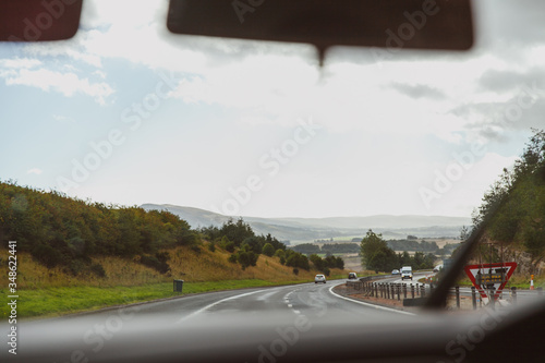 car on the road in mountains