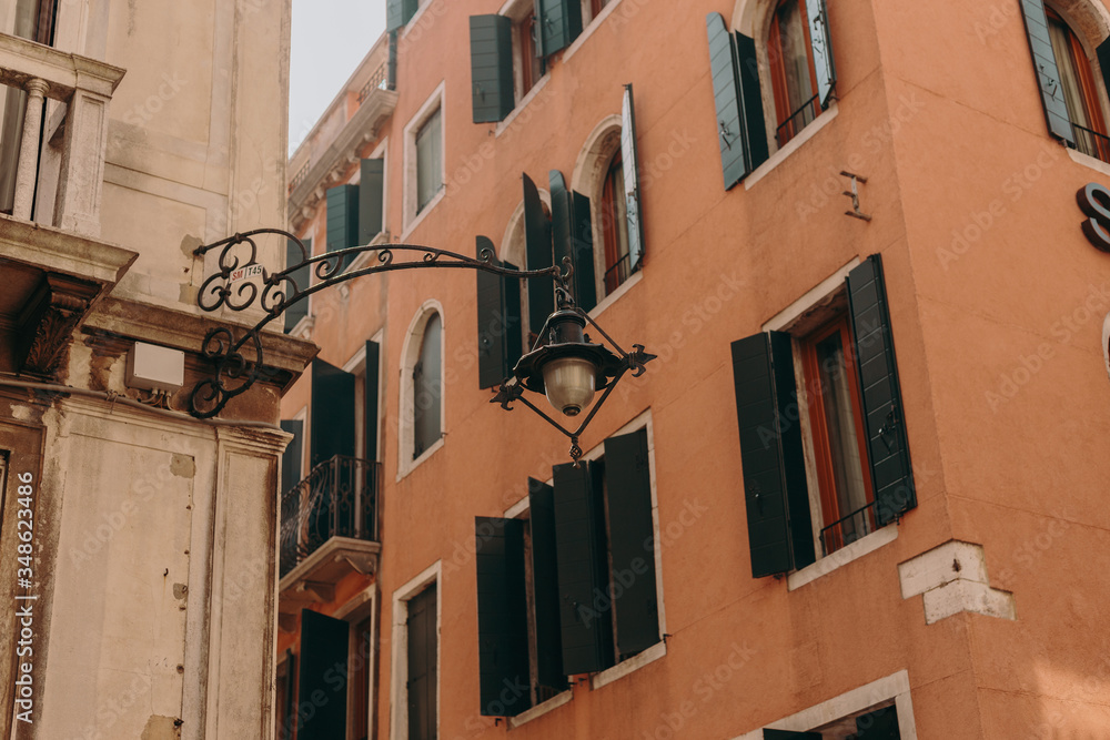 The beautiful, sunny streets of Venice, ancient buildings, canals and roofs