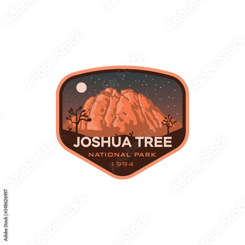 Joshua Tree National Park California Night Logo Badge Emblem  Sticker Illustration Vector Design