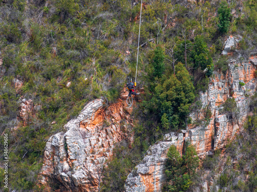 Canvas Print Bungy jumping Sports in South Africa in Canyon
