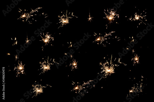 A Pattern of Sparkler Fireworks on Black