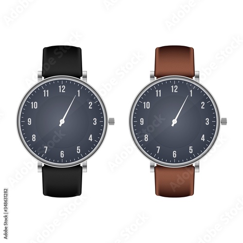 Realistic hand watch vector illustration isolated on white background