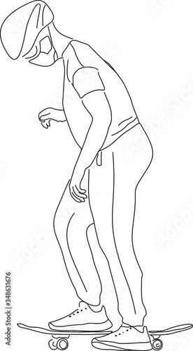Sketch man on a skateboard vector