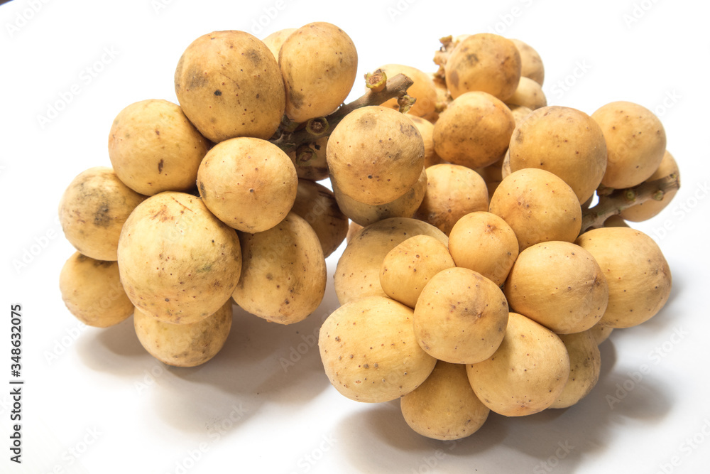Lansium domesticum are thai fruit on white background with shadow for health Lansium domesticum are thai fruit on white background with shadow for health
