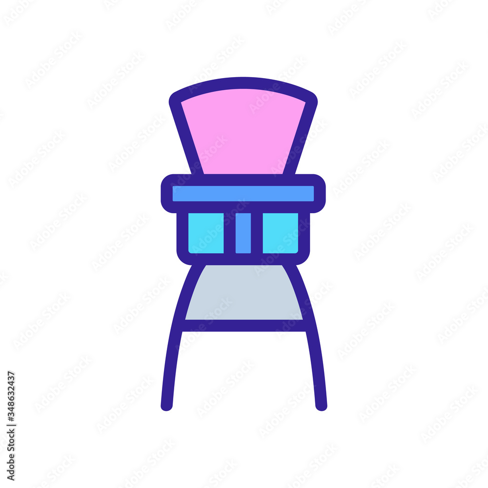high chair booster attached to large chair icon vector. high chair booster attached to large chair sign. color symbol illustration