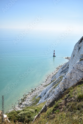 sea from the cliffside with lighthouse