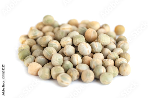 Dried green peas isolated on white background