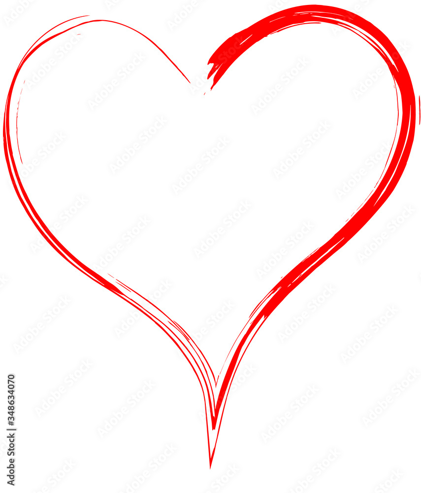 Red heart - outline drawing for an emblem or logo. Template for greeting card for Valentine's Day. Red heart - outline drawing for an emblem or logo. Template for greeting card for Valentine's Day.